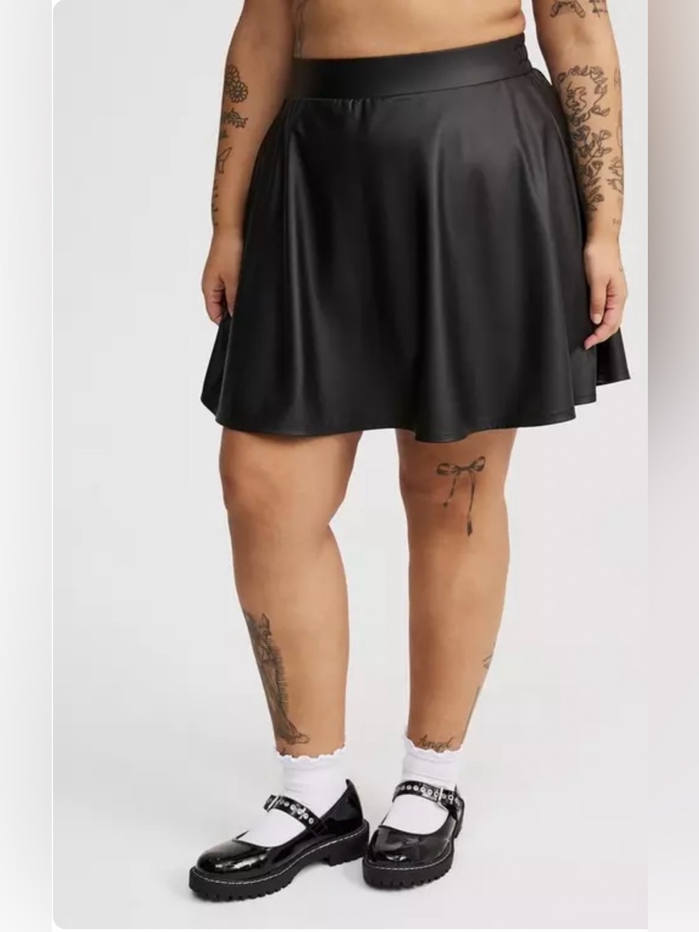 TORRID Black Faux Leather Circle Skater Skirt